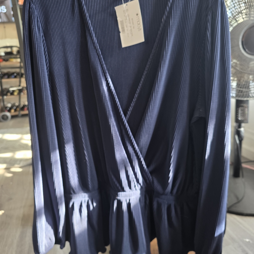 Macy's On-34th Deep Blue Pleated Top